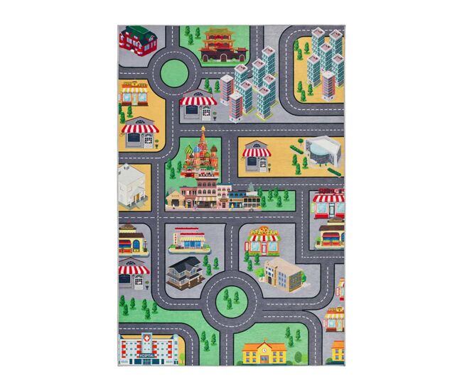 Alfombra infantil coches y carreteras multicolor CANDY, 120x170 cm - ATTICGO