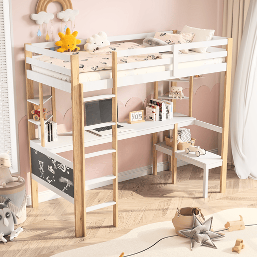 Cama 90x200cm, cama infantil, beliche, cama adolescente, proteção contra quedas, escada, cama de madeira maciça, branca Cama 90x200cm, cama infantil, beliche, cama adolescente, proteção contra quedas, escada, cama de madeira maciça, branca