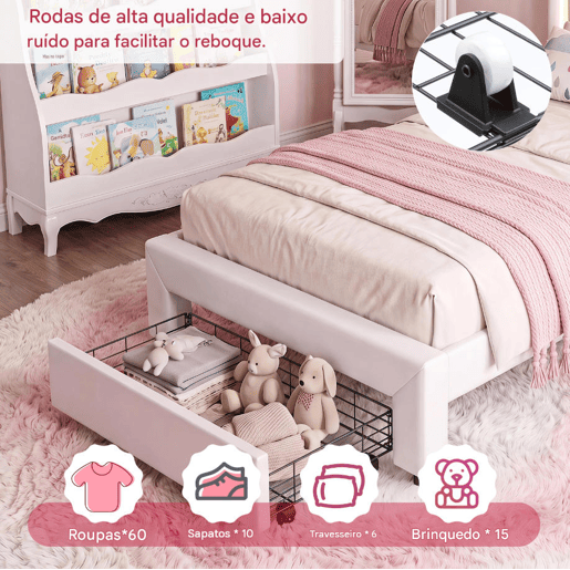 Cama 90x200cm, LED, gavetas, cama de adolescente, cama de criança, cama de solteiro com sanca, gavetas, PU