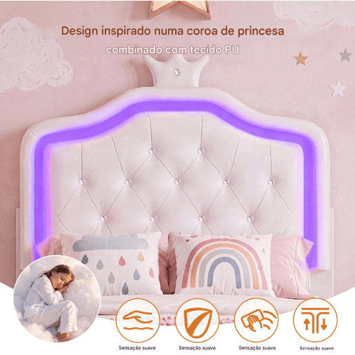 Cama 90x200cm, LED, gavetas, cama de adolescente, cama de criança, cama de solteiro com sanca, gavetas, PU