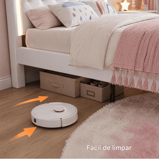 Cama 140x200cm, LED, Cama Jovem, Cama de Casal, Gavetas, Estrutura de Cama, Branca Cama 140x200cm, LED, Cama Jovem, Cama de Casal, Gavetas, Estrutura de Cama, Branca