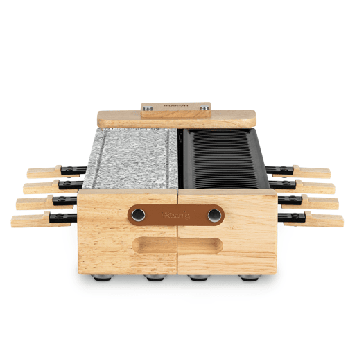 H.Koenig WOD360 Raclette 3 em 1, madeira, pedra natural, base rotativa 180°, 8 pessoas, 1400W H.Koenig WOD360 Raclette 3 em 1, madeira, pedra natural, base rotativa 180°, 8 pessoas, 1400W