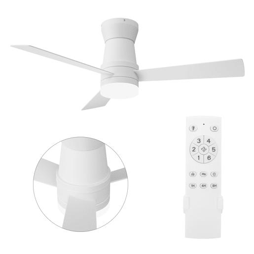 Ventoinha de teto 52 branca com luz LED, 3 pás, motor DC reversível, comando à distância, 3 temperaturas de cor, silenciosa Ventoinha de teto 52 branca com luz LED, 3 pás, motor DC reversível, comando à distância, 3 temperaturas de cor, silenciosa
