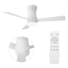Ventoinha de teto 52 branca com luz LED, 3 pás, motor DC reversível, comando à distância, 3 temperaturas de cor, silenciosa