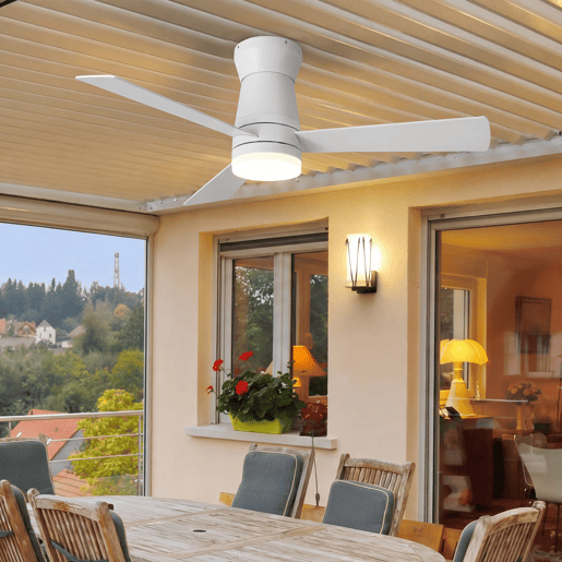 Ventoinha de teto 52 branca com luz LED, 3 pás, motor DC reversível, comando à distância, 3 temperaturas de cor, silenciosa Ventoinha de teto 52 branca com luz LED, 3 pás, motor DC reversível, comando à distância, 3 temperaturas de cor, silenciosa
