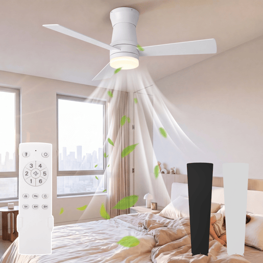 Ventoinha de teto 52 branca com luz LED, 3 pás, motor DC reversível, comando à distância, 3 temperaturas de cor, silenciosa Ventoinha de teto 52 branca com luz LED, 3 pás, motor DC reversível, comando à distância, 3 temperaturas de cor, silenciosa