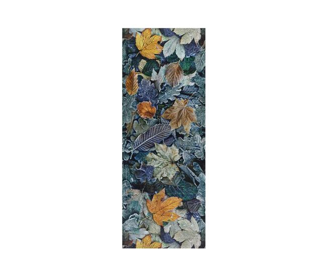 Alfombra de cocina dibujos con hojas azul ricci, 52x200 cm - atticgo
