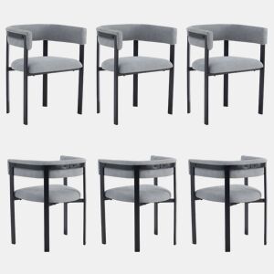6 cadeiras de jantar - Encosto envolvente completo, confortáveis e respiráveis, estilo moderno, tecido de chenille - Cinzento