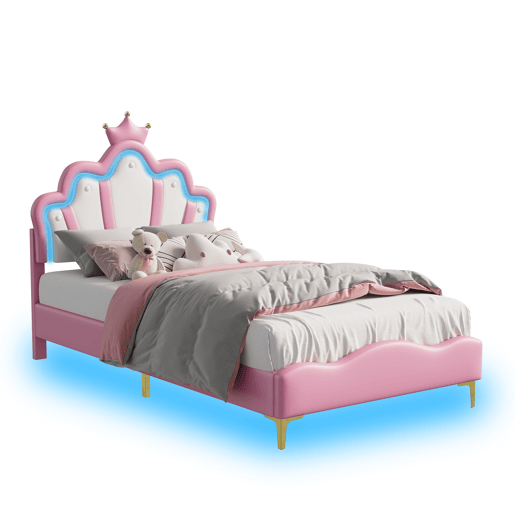 Cama 90x200cm, LED, cama jovem, cama infantil
