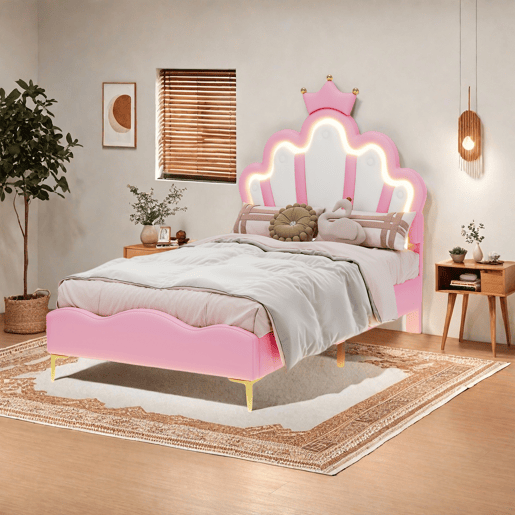 Cama 90x200cm, LED, cama jovem, cama infantil