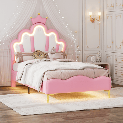 Cama 90x200cm, LED, cama jovem, cama infantil