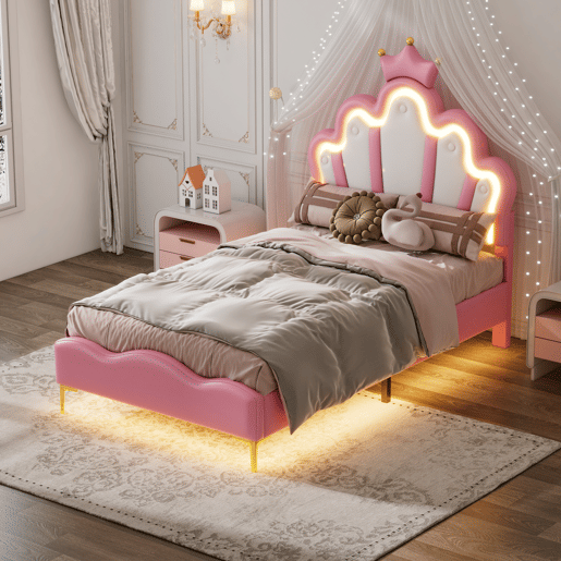 Cama 90x200cm, LED, cama jovem, cama infantil