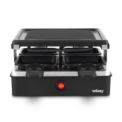 Raclette e grelhador LUGA40 Hkoenig para 4 pessoas, preto, 600W, placa grelhadora amovível