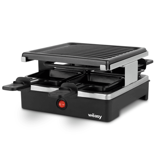 Raclette e grelhador LUGA40 Hkoenig para 4 pessoas, preto, 600W, placa grelhadora amovível