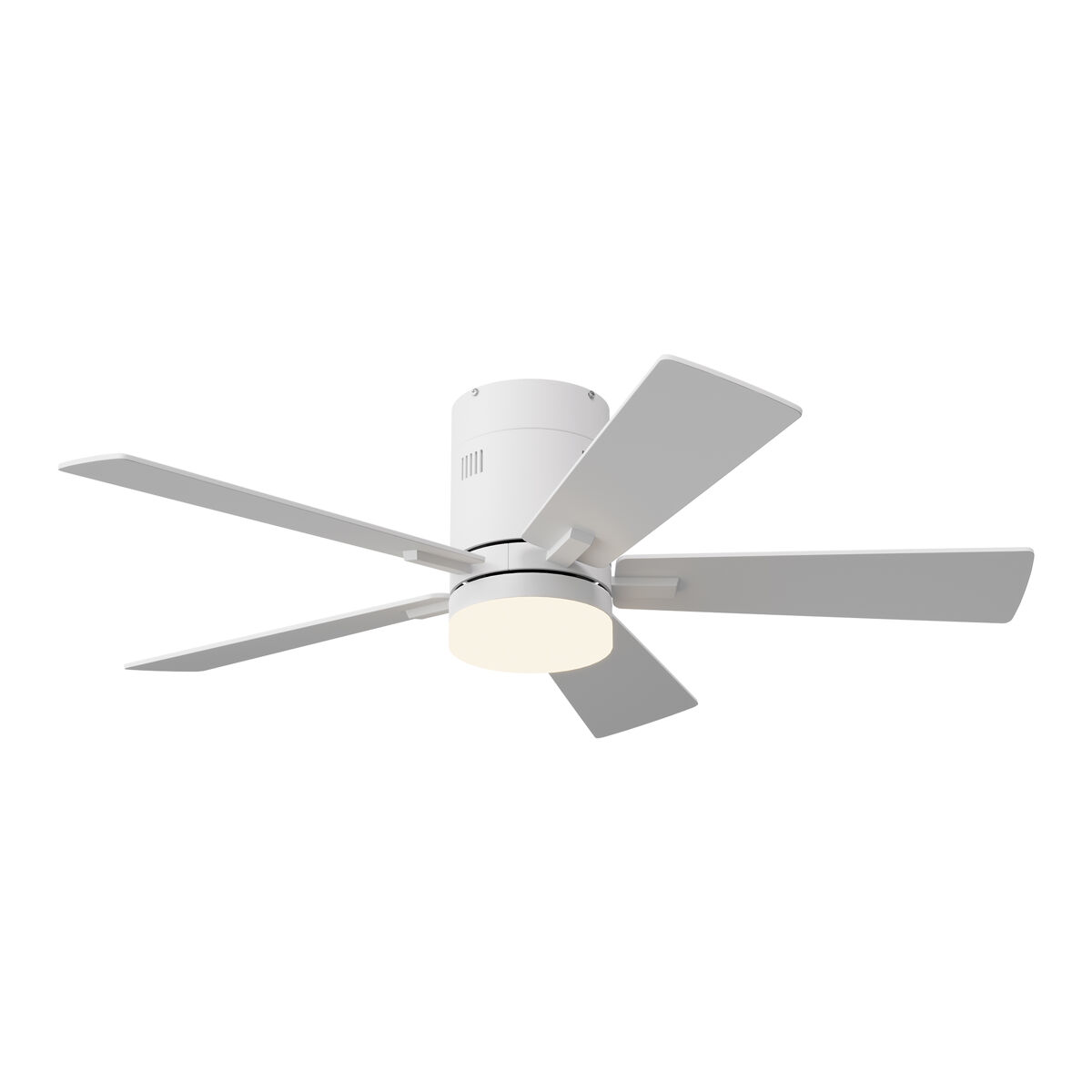 Ventilador de techo 42" blanco con luz led, 5 aspas, motor dc reversible, mando a distancia, 3 temperaturas de color