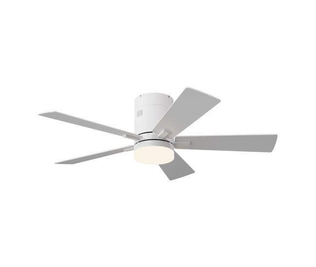Ventilador de techo 42" blanco con luz led, 5 aspas, motor dc reversible, mando a distancia, 3 temperaturas de color