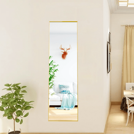 Espelho de corpo inteiro de 150 x 40 cm, modelo 3 em 1 (pode ser utilizado com suporte ou fixado à parede) ideal para corredores, quartos, salas de estar e halls de entrada u2013 Dourado Espelho de corpo inteiro de 150 x 40 cm, modelo 3 em 1 (pode ser utilizado com suporte ou fixado à parede) ideal para corredores, quartos, salas de estar e halls de entrada u2013 Dourado