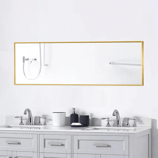 Espelho de corpo inteiro de 150 x 40 cm, modelo 3 em 1 (pode ser utilizado com suporte ou fixado à parede) ideal para corredores, quartos, salas de estar e halls de entrada u2013 Dourado Espelho de corpo inteiro de 150 x 40 cm, modelo 3 em 1 (pode ser utilizado com suporte ou fixado à parede) ideal para corredores, quartos, salas de estar e halls de entrada u2013 Dourado