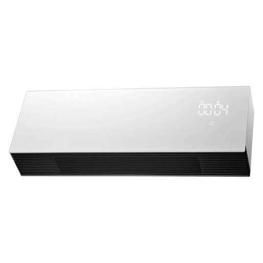 Aquecedor cerâmico de parede 2000W de potência. Apropriado para casas de banho com IP22. Display LED. Programável semanalmente. Função janela aberta e bloqueio infantil.