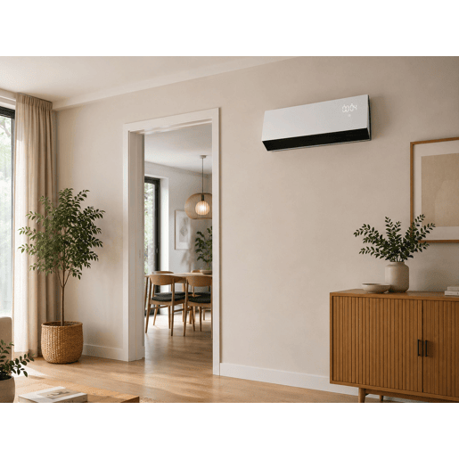 Aquecedor cerâmico de parede 2000W de potência. Apropriado para casas de banho com IP22. Display LED. Programável semanalmente. Função janela aberta e bloqueio infantil.