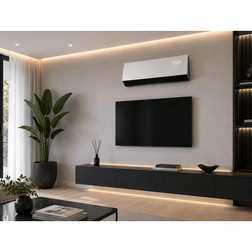 Aquecedor cerâmico de parede 2000W de potência. Apropriado para casas de banho com IP22. Display LED. Programável semanalmente. Função janela aberta e bloqueio infantil.