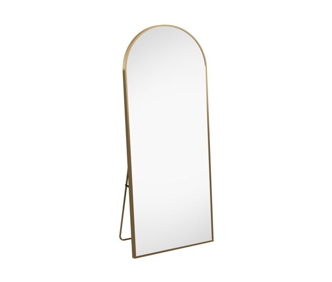 Espejo curvo, 177x77 cm, chapado en oro, marco de aluminio, espejo de cuerpo entero, espejo de pie, cristal de seguridad, espejo de pared