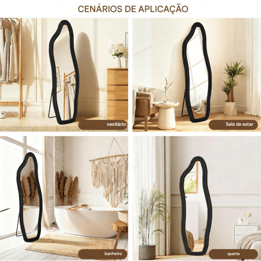 Espelho de corpo inteiro 140 x 45 cm u2013 Espelho preto de mesa ou de parede, ideal para quartos e closets Espelho de corpo inteiro 140 x 45 cm u2013 Espelho preto de mesa ou de parede, ideal para quartos e closets