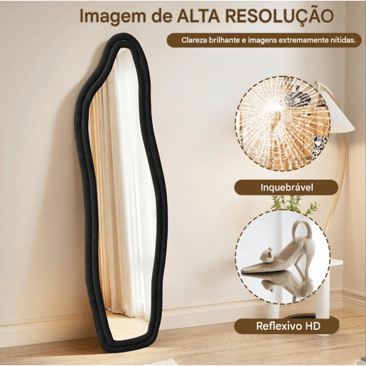 Espelho de corpo inteiro 140 x 45 cm u2013 Espelho preto de mesa ou de parede, ideal para quartos e closets Espelho de corpo inteiro 140 x 45 cm u2013 Espelho preto de mesa ou de parede, ideal para quartos e closets