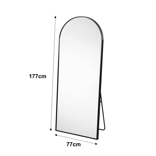 Espelho de pé curvo preto, 177 x 77 cm: um espelho de corpo inteiro flexível que pode ser colocado de pé ou montado na parede, adequado para quartos e closets Espelho de pé curvo preto, 177 x 77 cm: um espelho de corpo inteiro flexível que pode ser colocado de pé ou montado na parede, adequado para quartos e closets