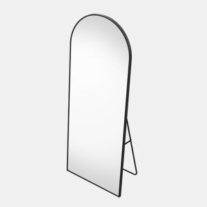 Espelho de chão curvo preto, 164x54cm: um espelho de corpo inteiro flexível que pode ser colocado sobre uma superfície plana ou fixado à parede, adequado para quartos e closets