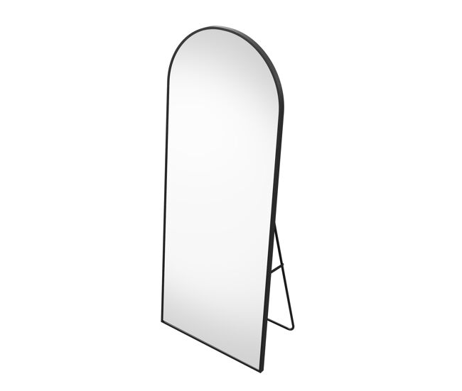 Espejo de pie curvo negro, 164x 54cm: un espejo de cuerpo entero flexible que se puede colocar de pie o montado en la pared, adecuado para dormitorios