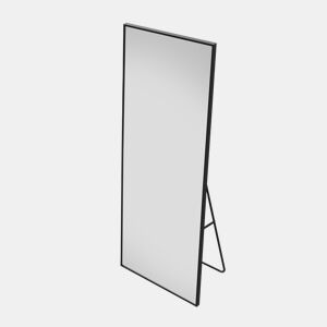 Espelho de chão de 77 x 177 cm, preto, espelho de chão grande, espelho independente, para quarto, espelho de moldura fina para painel e parede, preto