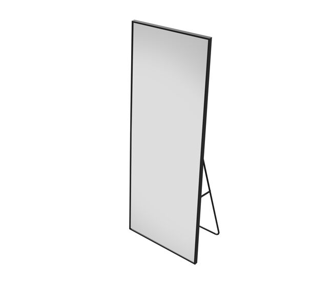 Espejo de pie de 77 x 177 cm, negro, espejo de pie grande, espejo independiente, para dormitorio, espejo de marco delgado para montaje en panel y
