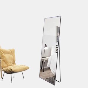 Espelho de corpo inteiro 150 x 40 cm, espelho 3 em 1 (de chão e de parede), espelho de vestir, espelho para corredor, quarto, sala de estar e hall de entrada u2013 Preto