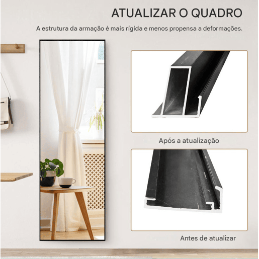 Espelho de pé preto 164x54 cm u2013 espelho de corpo inteiro, de pé, com design moderno para quarto, corredor ou closet. Espelho de pé preto 164x54 cm u2013 espelho de corpo inteiro, de pé, com design moderno para quarto, corredor ou closet.