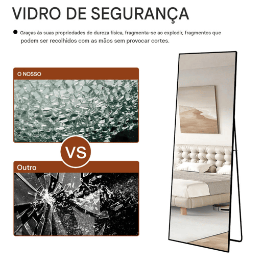 Espelho de pé preto 164x54 cm u2013 espelho de corpo inteiro, de pé, com design moderno para quarto, corredor ou closet. Espelho de pé preto 164x54 cm u2013 espelho de corpo inteiro, de pé, com design moderno para quarto, corredor ou closet.