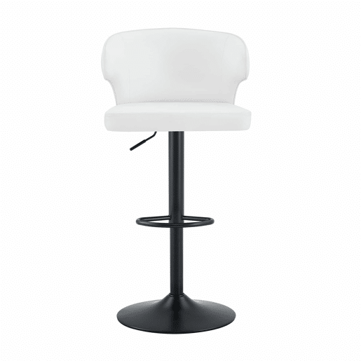 Bancos de bar, 2 unidades - altura ajustável, giratórios a 360°, com encosto e apoio para os pés - Branco Bancos de bar, 2 unidades - altura ajustável, giratórios a 360°, com encosto e apoio para os pés - Branco