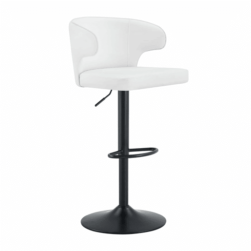Bancos de bar, 2 unidades - altura ajustável, giratórios a 360°, com encosto e apoio para os pés - Branco Bancos de bar, 2 unidades - altura ajustável, giratórios a 360°, com encosto e apoio para os pés - Branco