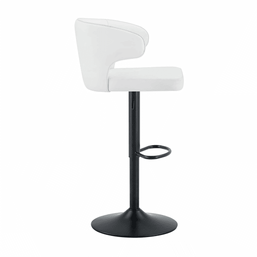 Bancos de bar, 2 unidades - altura ajustável, giratórios a 360°, com encosto e apoio para os pés - Branco Bancos de bar, 2 unidades - altura ajustável, giratórios a 360°, com encosto e apoio para os pés - Branco