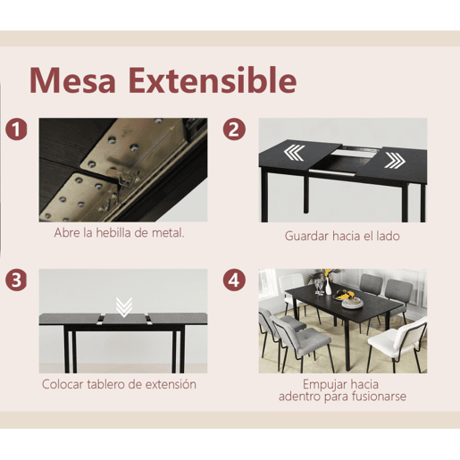 Conjunto de Mesa de Jantar Extensível de 120-160 cm Efeito Madeira e Cadeiras de Camurça Castanho MEUBLES COSY