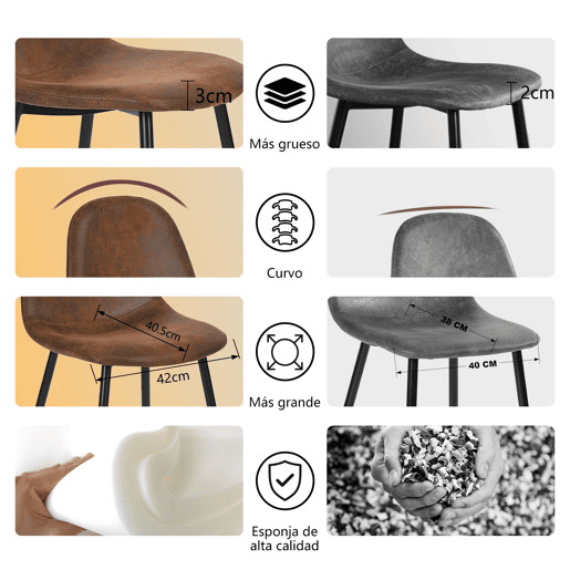 Conjunto de Mesa de Jantar Extensível de 120-160 cm Efeito Madeira e Cadeiras de Camurça Castanho MEUBLES COSY