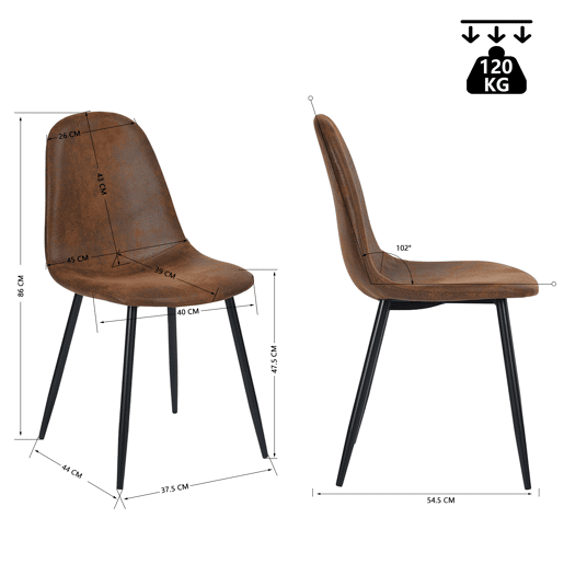 Conjunto de Mesa de Jantar Extensível de 120-160 cm Efeito Madeira e Cadeiras de Camurça Castanho MEUBLES COSY