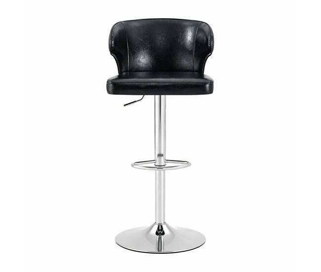 Set de 2 taburetes de bar 49,7x45x110 cm - regulables en altura, giratorios 360°, con respaldo y reposapiés - negro