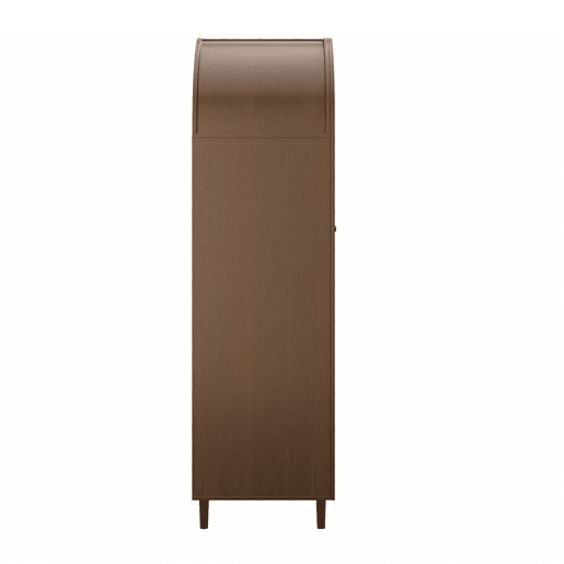 Roupeiro - Design com portas curvas, varão para pendurar roupa e gavetas, muito espaço de arrumação - Nogueira