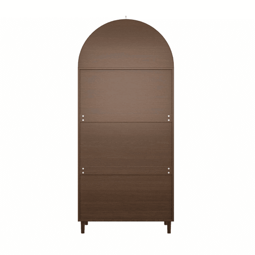 Roupeiro - Design com portas curvas, varão para pendurar roupa e gavetas, muito espaço de arrumação - Nogueira