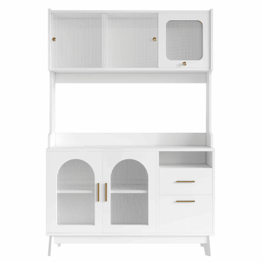 Armário alto para sala de jantar 120 x 40 x 178 cm - arrumação em várias camadas com tomada integrada e portas USB-C e USB-A - branco Armário alto para sala de jantar 120 x 40 x 178 cm - arrumação em várias camadas com tomada integrada e portas USB-C e USB-A - branco