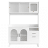 Armário alto para sala de jantar 120 x 40 x 178 cm - arrumação em várias camadas com tomada integrada e portas USB-C e USB-A - branco