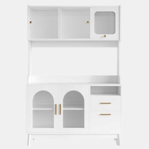 Armário alto para sala de jantar 120 x 40 x 178 cm - arrumação em várias camadas com tomada integrada e portas USB-C e USB-A - branco