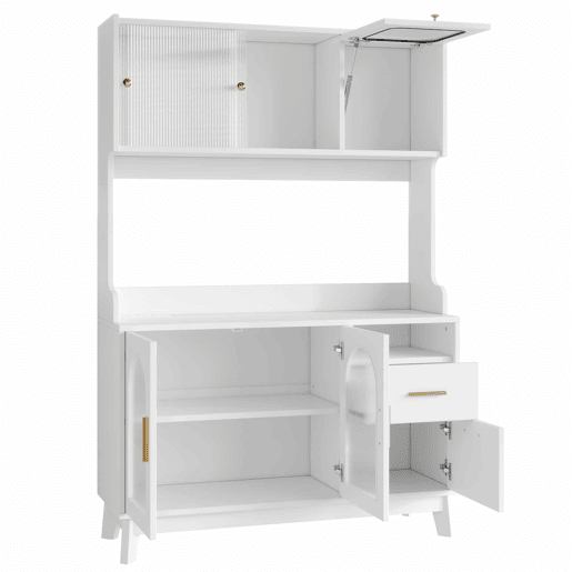Armário alto para sala de jantar 120 x 40 x 178 cm - arrumação em várias camadas com tomada integrada e portas USB-C e USB-A - branco Armário alto para sala de jantar 120 x 40 x 178 cm - arrumação em várias camadas com tomada integrada e portas USB-C e USB-A - branco