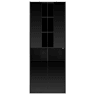 Armário alto com LED de 180 cm - Portas duplas, vitrina acrílica, luz regulável por app, prateleiras ajustáveis - Preto